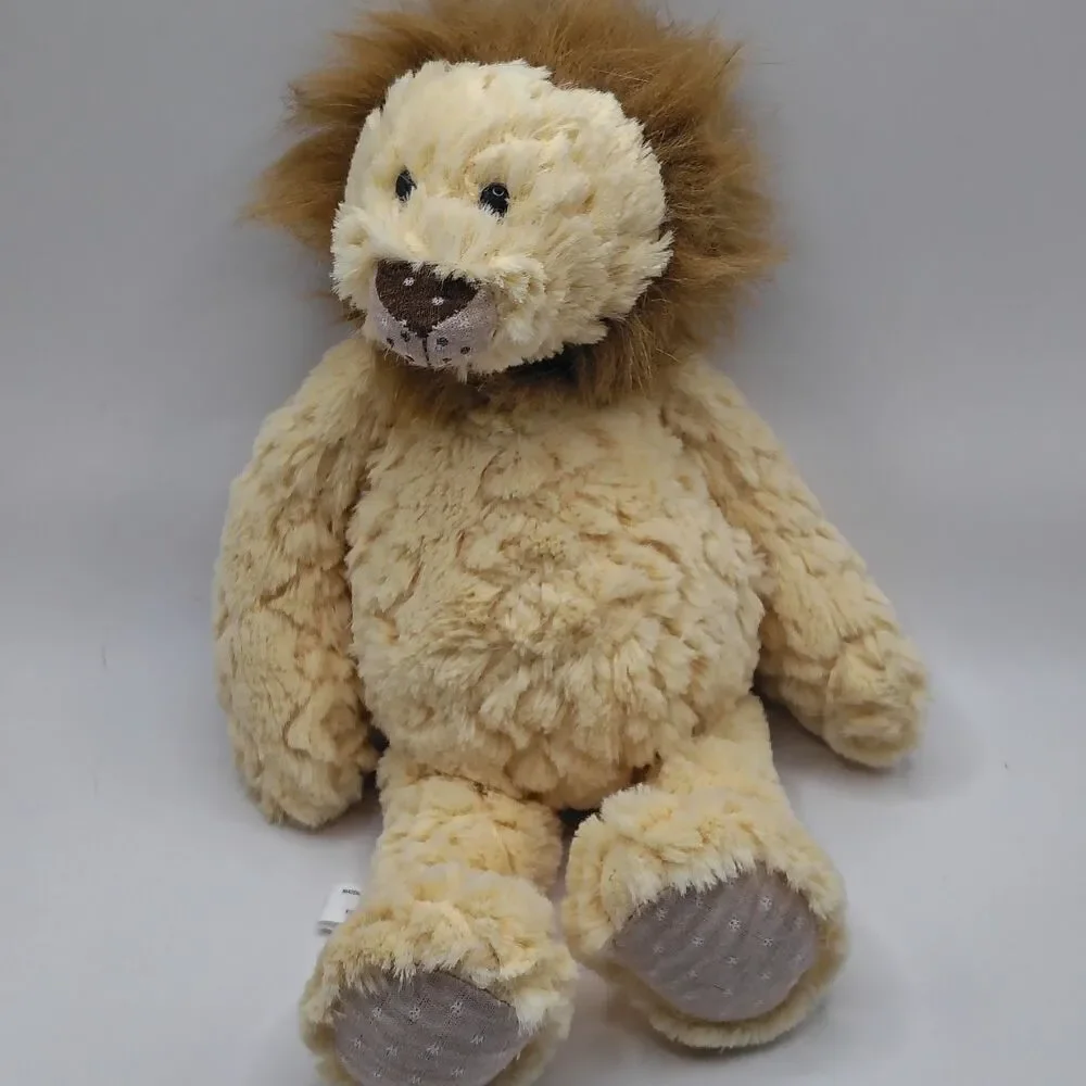 Demdaco Lion Plush Stuffed Animal Yellow magnet Toy Brown Mane Striped Tail